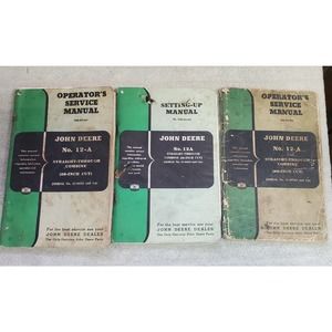 Lot of 3 Service and Setting-up Manual for John Deere 12-A Combine
